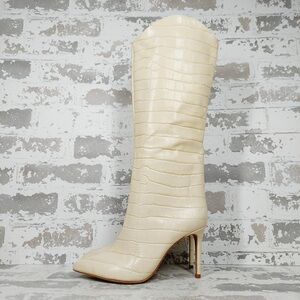 NEW Schutz Maryana Off White Crocodile Embossed Leather Boot B662